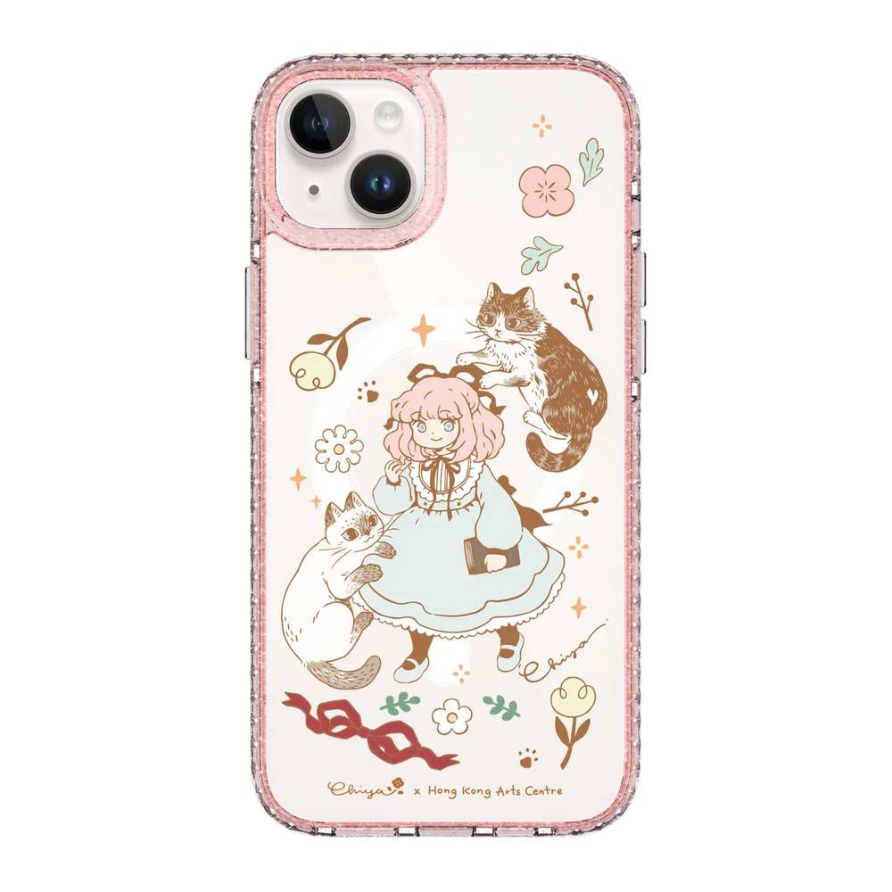 6364-iphone-14-plus-golden-case-magsafe-compatible-pink-glitter