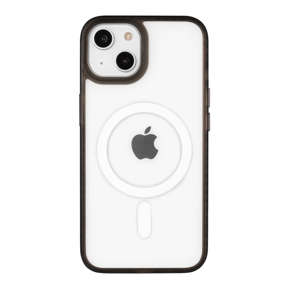 front-iphone-14-golden-case-magsafe-compatible-transparent-black