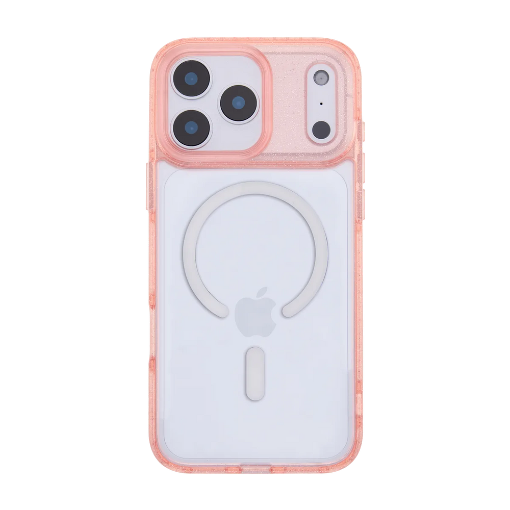 front-iphone-17-pro-max-goldensnap-case-magsafe-compatible-pink-glitter