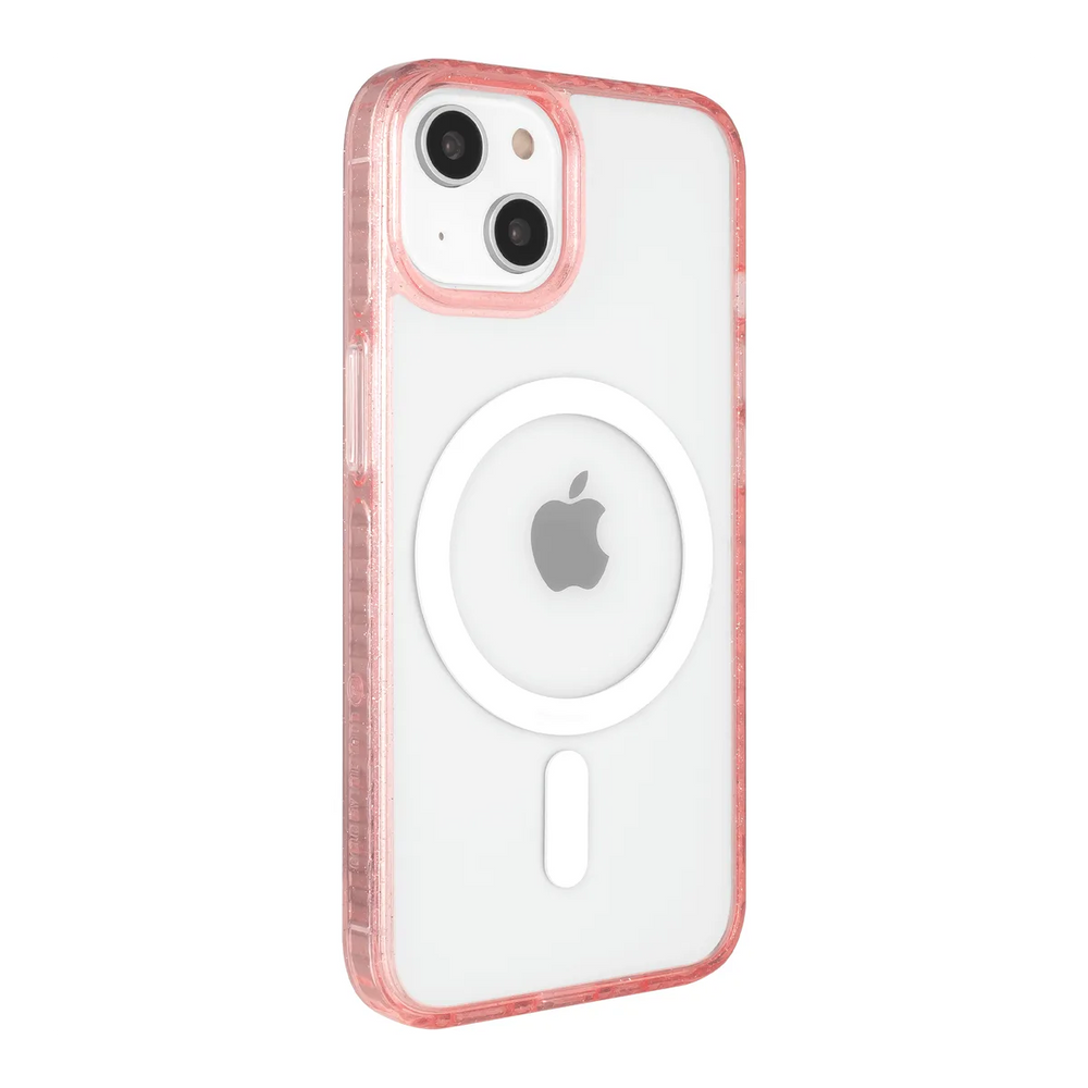 left-iphone-14-golden-case-magsafe-compatible-pink-glitter