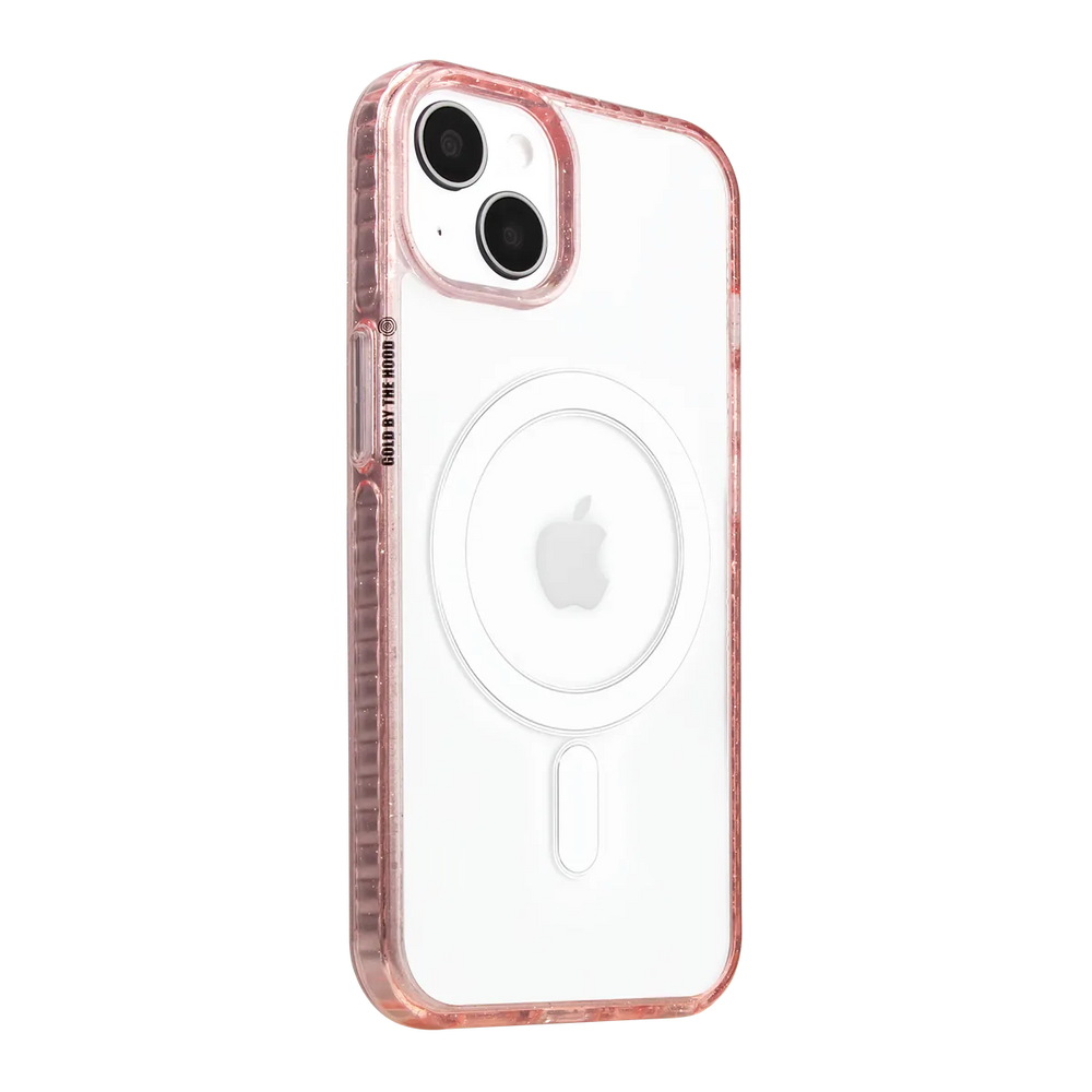 left-iphone-14-plus-golden-case-magsafe-compatible-pink-glitter